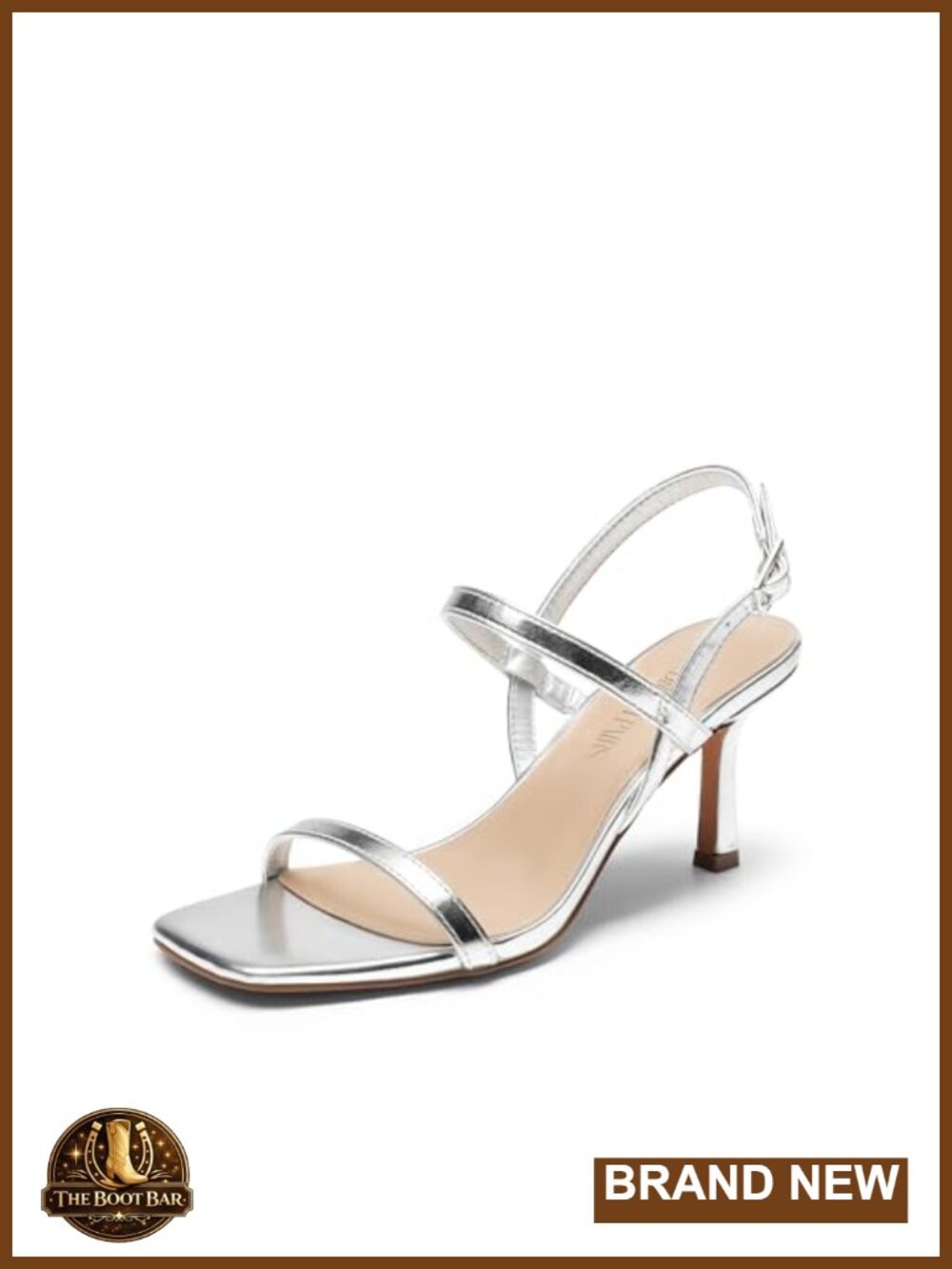 Faux Leather Slingback Heels Square Open Toe Strappy Ankle Strap Dressy Sandals